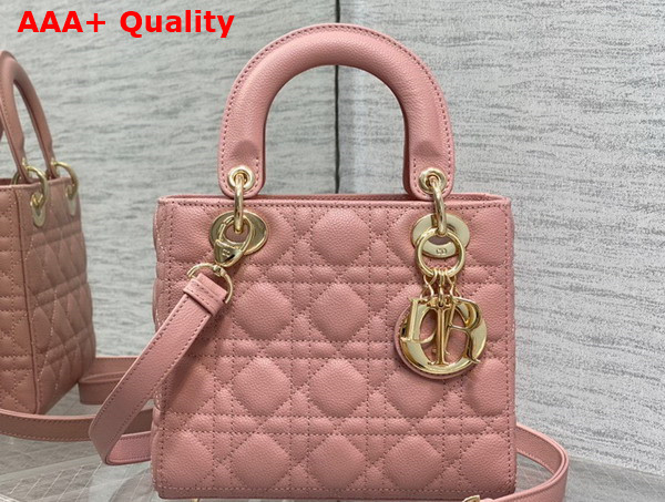 Dior Small Lady Dior Bag in Pink Grained Cannage Calfskin Gold Hardware Replica