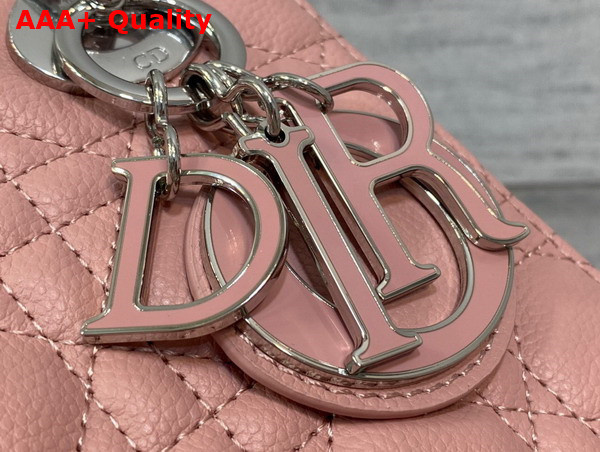 Dior Small Lady Dior Bag in Pink Grained Cannage Calfskin Silver Hardware Replica