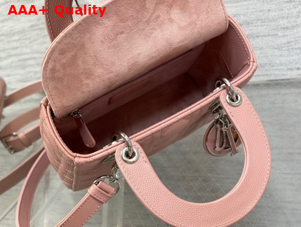 Dior Small Lady Dior Bag in Pink Grained Cannage Calfskin Silver Hardware Replica