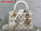 Dior Small Lady Dior My ABCDior Bag in Latte Cannage Lambskin with Gold Finish Dragonfly Studs Replica