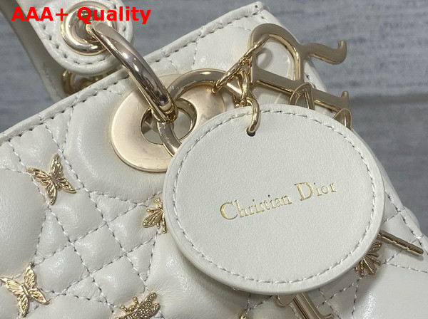 Dior Small Lady Dior My ABCDior Bag in Latte Cannage Lambskin with Gold Finish Dragonfly Studs Replica