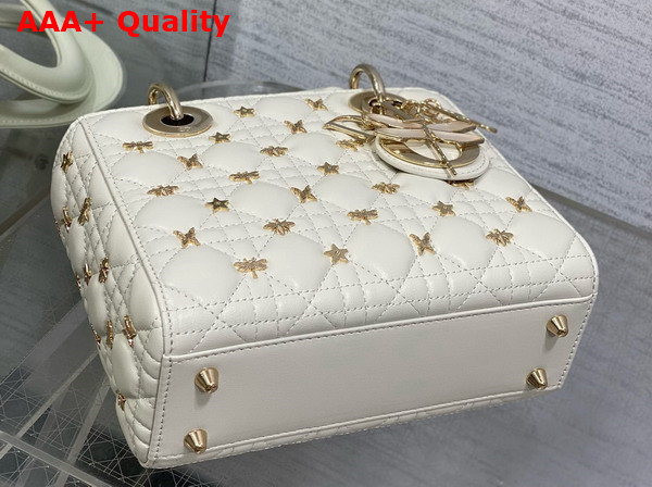 Dior Small Lady Dior My ABCDior Bag in Latte Cannage Lambskin with Gold Finish Dragonfly Studs Replica