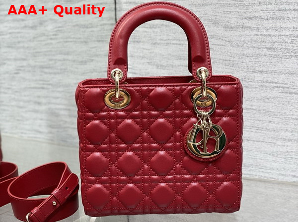 Dior Small Lady Dior My ABCdior Bag in Amaryllis Red Cannage Lambskin Replica