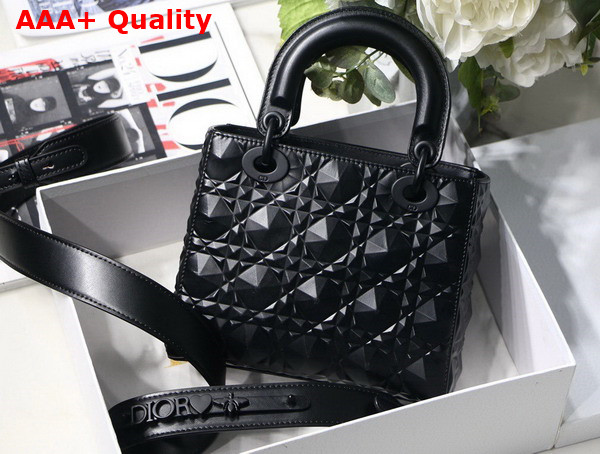 Dior Small Lady Dior My Abcdior Bag Black Cannage Calfskin with Diamond Motif Replica