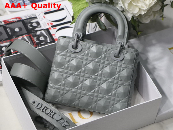 Dior Small Lady Dior My Abcdior Bag Gray Cannage Calfskin with Diamond Motif Replica