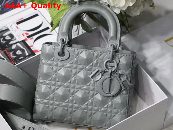 Dior Small Lady Dior My Abcdior Bag Gray Cannage Calfskin with Diamond Motif Replica