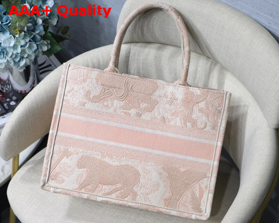 Dior Small Pink Multicolor Toile De Jouy Embroidered Dior Book Tote Replica