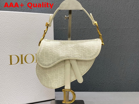 Dior Small Saddle Bag in White Dior Oblique Jacquard Canvas Replica