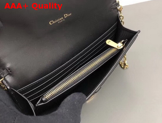 Dior Small Saddle Wallet on Chain Clutch in Black Calfskin Replica