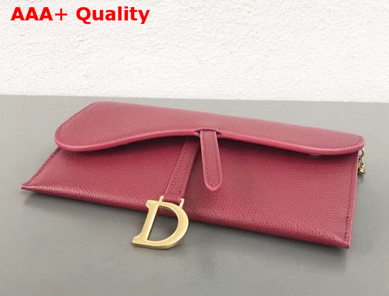 Dior Small Saddle Wallet on Chain Clutch in Red Calfskin Replica