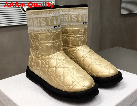 Dior Snow Ankle Boot in Gold Quilted Canage Fabric Replica