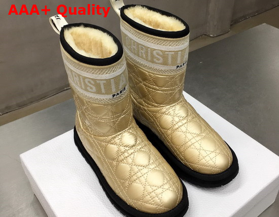 Dior Snow Ankle Boot in Gold Quilted Canage Fabric Replica