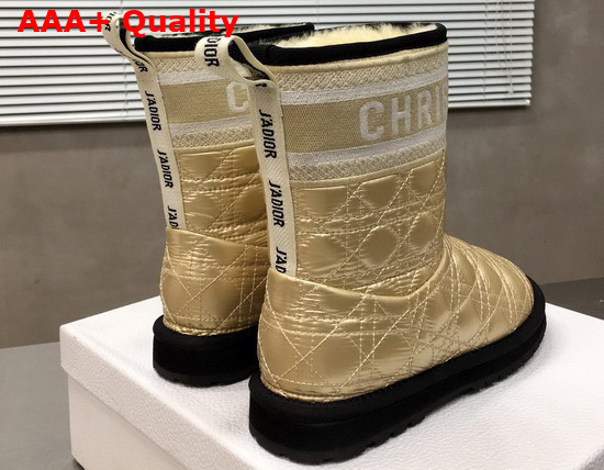 Dior Snow Ankle Boot in Gold Quilted Canage Fabric Replica