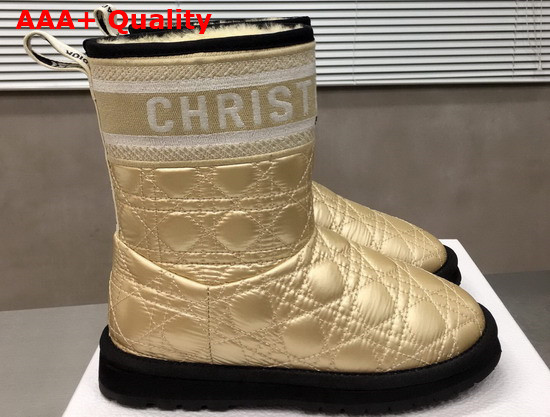 Dior Snow Ankle Boot in Gold Quilted Canage Fabric Replica