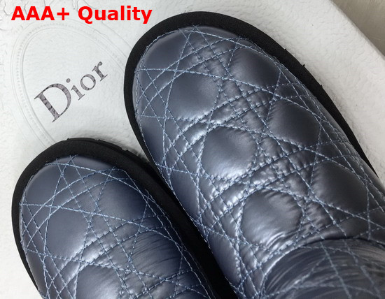 Dior Snow Ankle Boot in Metallic Blue Quilted Canage Fabric Replica