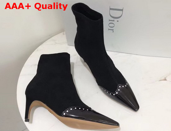 Dior Spectadior Ankle Boot in Black Stretch Suede Calfskin Replica