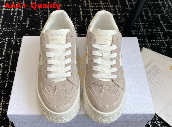 Dior Star Platform Sneaker in Light Beige Suede Calfskin with Black Printed Star Replica