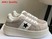 Dior Star Platform Sneaker in Light Beige Suede Calfskin with Black Printed Star Replica