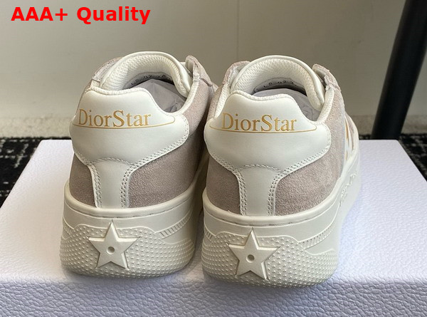 Dior Star Platform Sneaker in Light Beige Suede Calfskin with Gold Printed Star Replica