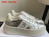 Dior Star Platform Sneaker in Silver Calfskin Replica