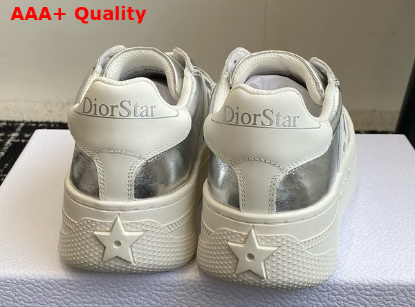 Dior Star Platform Sneaker in Silver Calfskin Replica