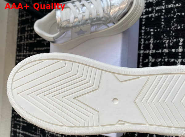 Dior Star Platform Sneaker in Silver Calfskin Replica