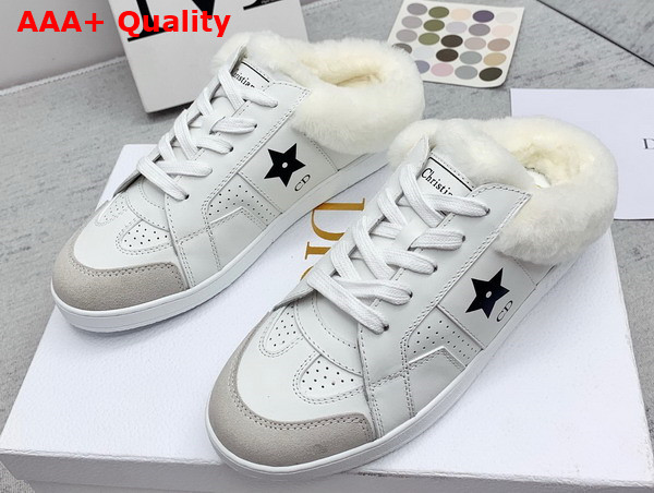 Dior Star Sneaker White Calfskin and Shearling Black Star Replica