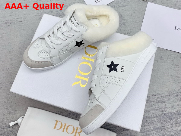 Dior Star Sneaker White Calfskin and Shearling Black Star Replica