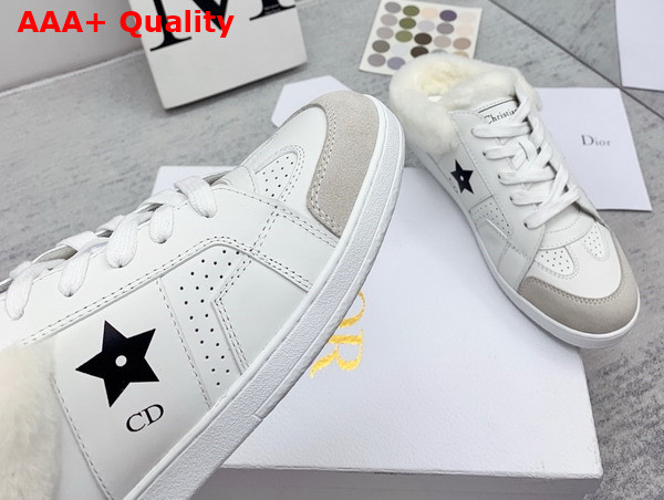 Dior Star Sneaker White Calfskin and Shearling Black Star Replica