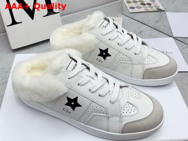 Dior Star Sneaker White Calfskin and Shearling Black Star Replica