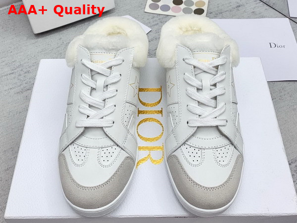 Dior Star Sneaker White Calfskin and Shearling Gold Star Replica