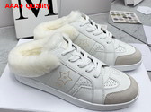 Dior Star Sneaker White Calfskin and Shearling Gold Star Replica