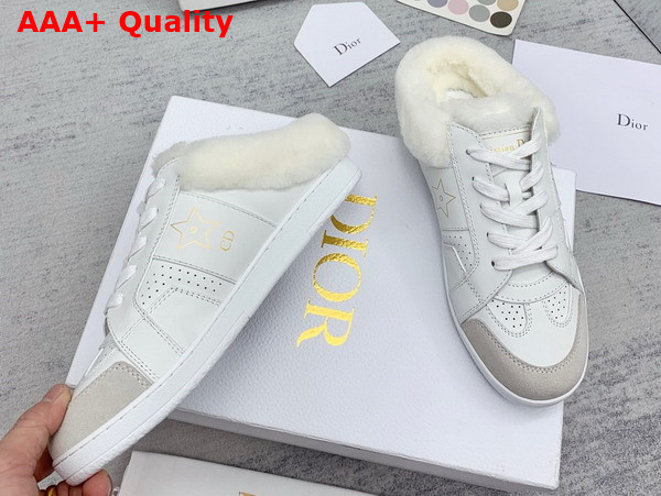 Dior Star Sneaker White Calfskin and Shearling Gold Star Replica