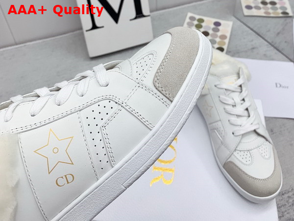 Dior Star Sneaker White Calfskin and Shearling Gold Star Replica