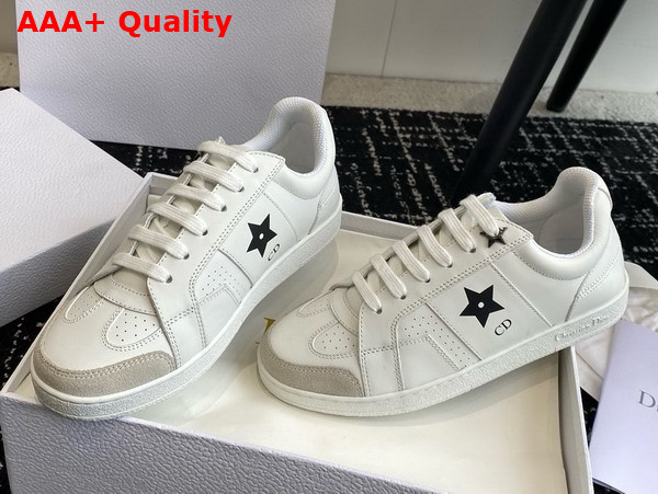 Dior Star Sneaker in White Calfskin and Suede with Ruthenium Star Replica