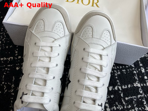 Dior Star Sneaker in White Calfskin and Suede with Ruthenium Star Replica