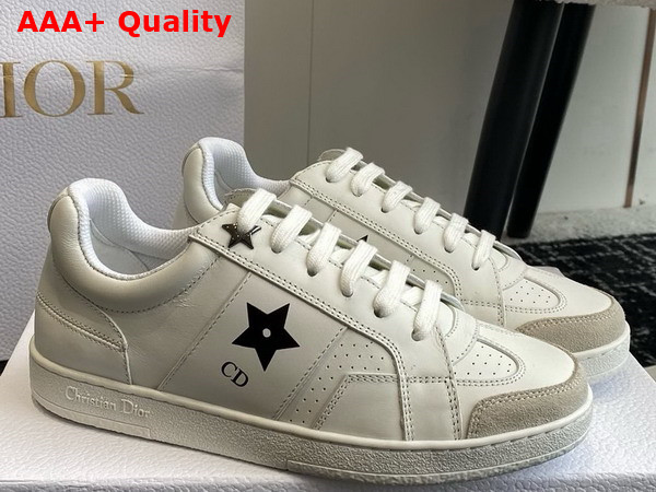 Dior Star Sneaker in White Calfskin and Suede with Ruthenium Star Replica