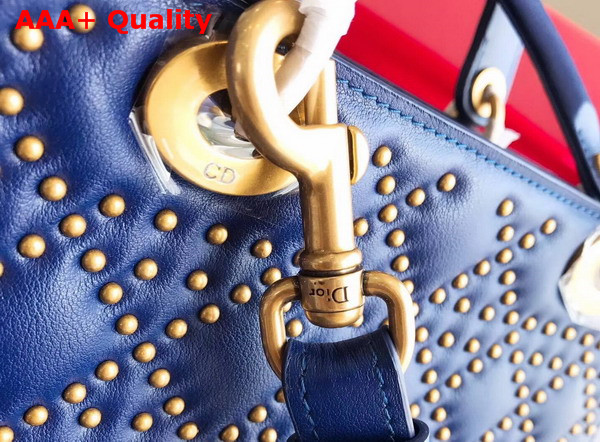 Dior Supple Lady Dior Bag in Studded Blue Calfskin Replica