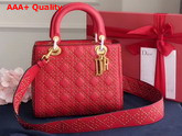 Dior Supple Lady Dior Bag in Studded Red Calfskin Replica