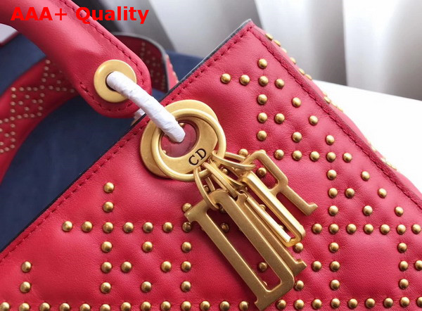 Dior Supple Lady Dior Bag in Studded Red Calfskin Replica