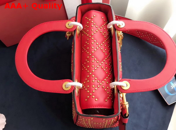 Dior Supple Lady Dior Bag in Studded Red Calfskin Replica