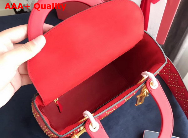 Dior Supple Lady Dior Bag in Studded Red Calfskin Replica