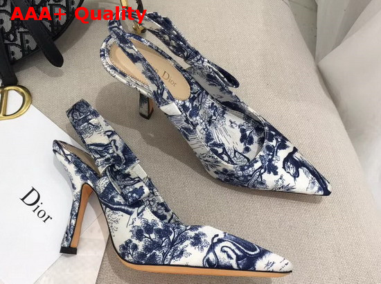 Dior Sweet D High Heeled Shoe in Toile De Jouy Canvas Blue Replica