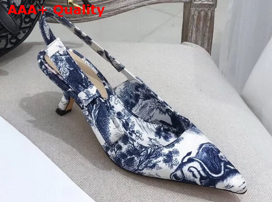 Dior Sweet D High Heeled Shoe in Toile De Jouy Canvas Blue Replica