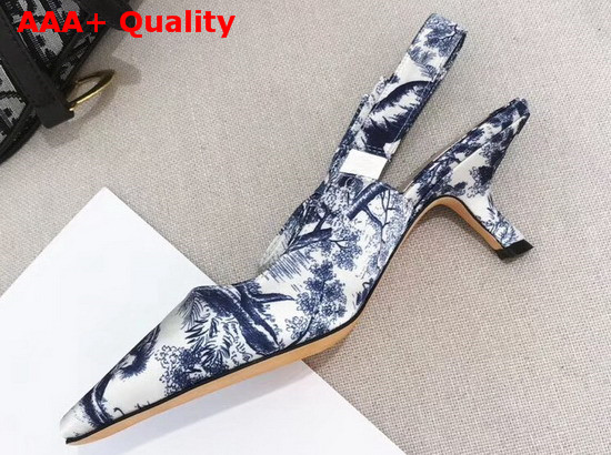 Dior Sweet D High Heeled Shoe in Toile De Jouy Canvas Blue Replica