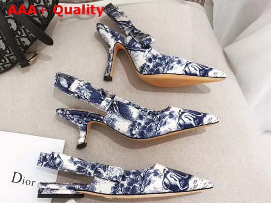 Dior Sweet D High Heeled Shoe in Toile De Jouy Canvas Blue Replica