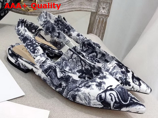 Dior Sweet D High Heeled Shoe in Toile De Jouy Canvas Off White and Black Replica