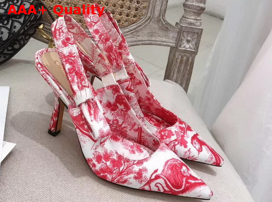 Dior Sweet D High Heeled Shoe in Toile De Jouy Canvas Red Replica