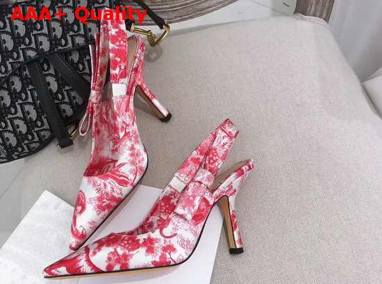 Dior Sweet D High Heeled Shoe in Toile De Jouy Canvas Red Replica