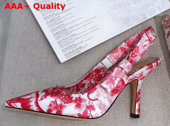 Dior Sweet D High Heeled Shoe in Toile De Jouy Canvas Red Replica